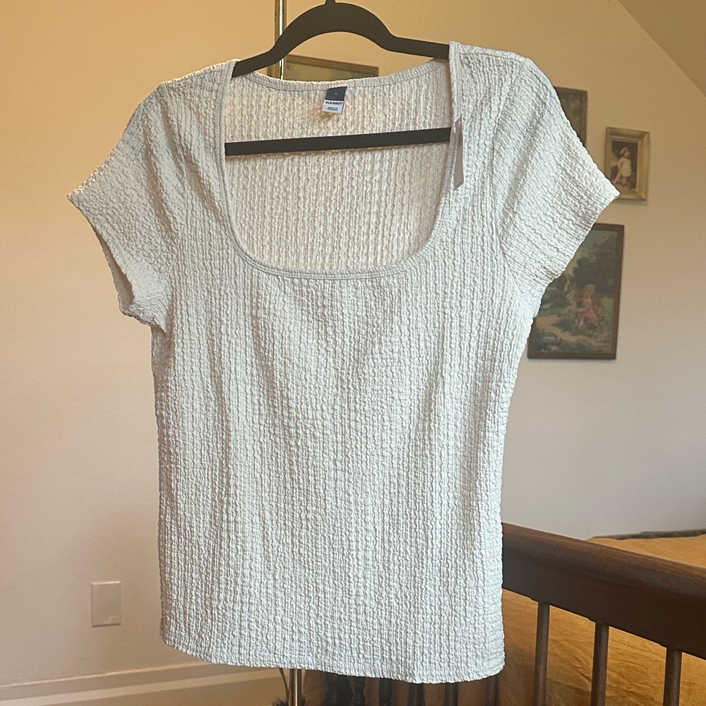 Old Navy Short Sleeve Textured Top in Cream